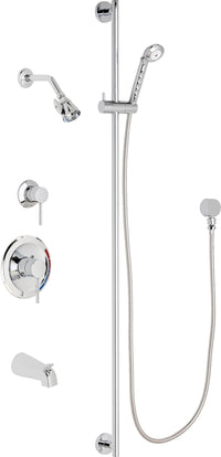 Chicago Faucets SH-PB1-16-122 1/2" Pressure balancing tub and shower system with hand spray and 48" slide bar
