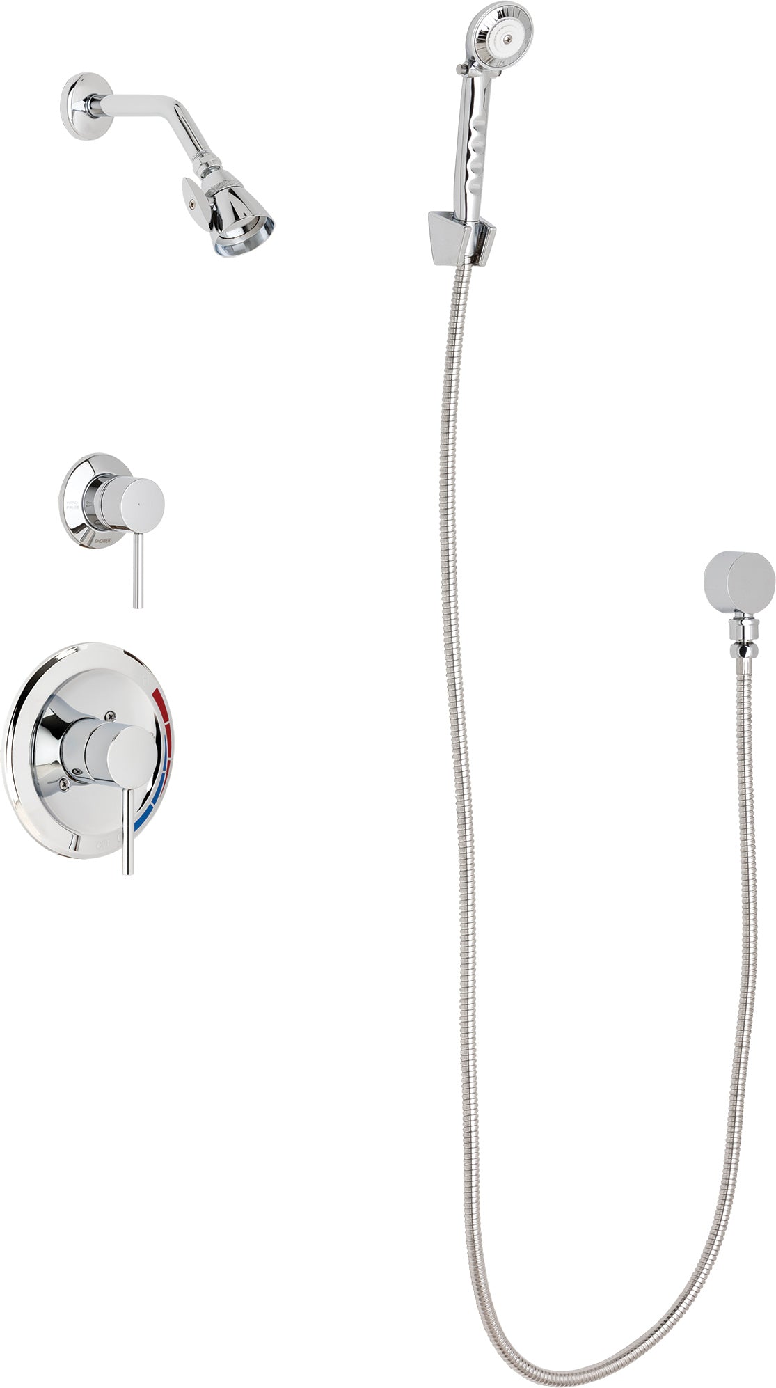Chicago Faucets SH-PB1-17-040 1/2" Pressure balancing shower system with hand spray and wall hook