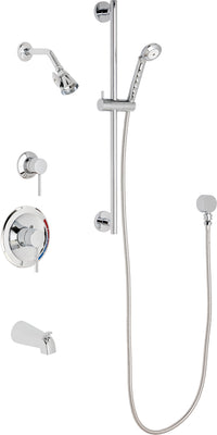 Chicago Faucets SH-PB1-17-121 1/2" Pressure balancing tub and shower system with hand spray and 24" slide bar