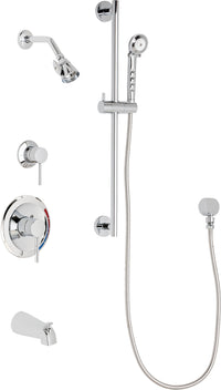Chicago Faucets SH-PB1-17-131 1/2" Pressure balancing tub and shower system with hand spray and 24" slide bar
