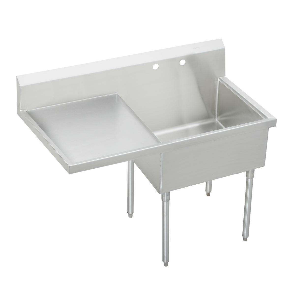 Elkay Sturdibilt Stainless Steel 61-1/2" x 27-1/2" x 14" Floor Mount, Single Compartment Scullery Sink w/ Drainboard SS8136L2