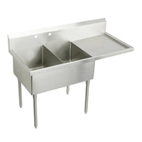 Elkay Sturdibilt Stainless Steel 73-1/2" x 27-1/2" x 14" Floor Mount, Double Compartment Scullery Sink w/ Drainboard SS8248R2