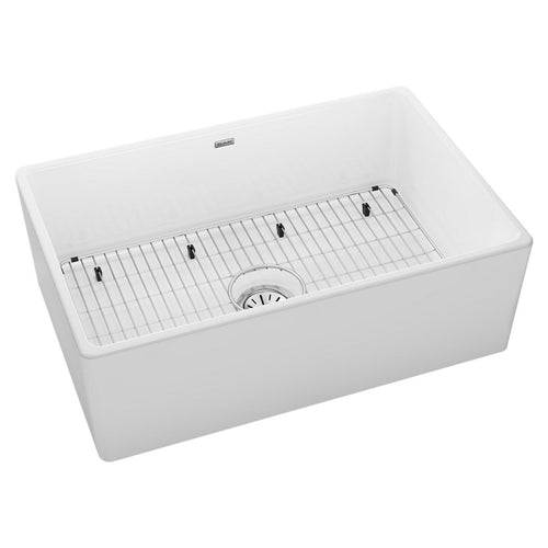 Elkay Fireclay 30" x 19-15/16" x 9-1/8" Single Bowl Farmhouse Sink Kit White SWUF28179WHC