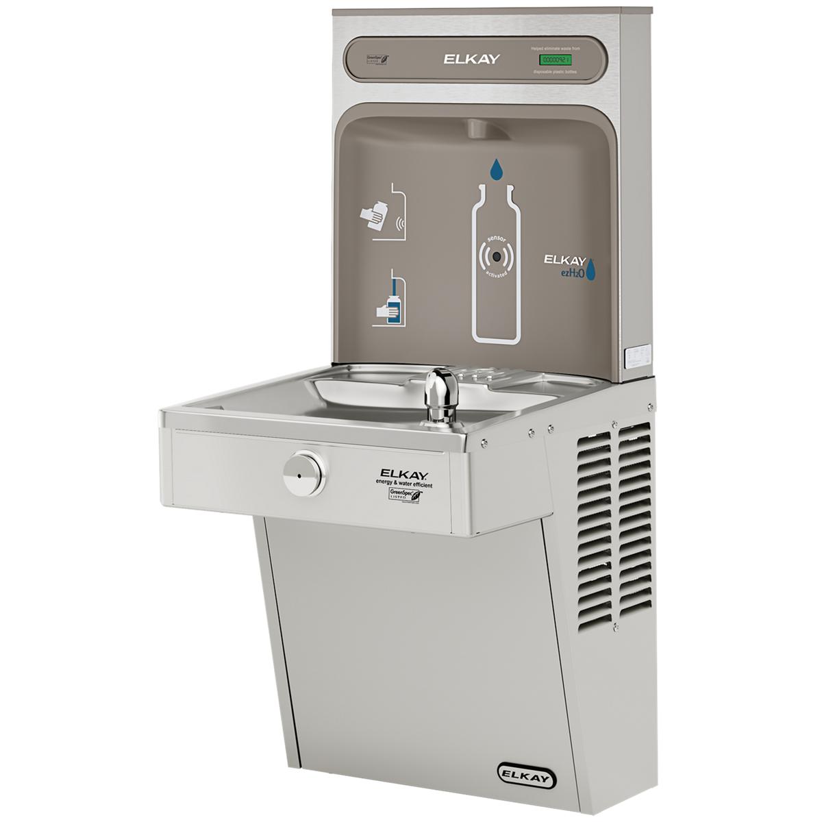 Elkay ezH2O Bottle Filling Station & Single High Efficiency Vandal- Resistant Cooler, Non-Filtered, 8.0 GPH VRCGRN8WSK