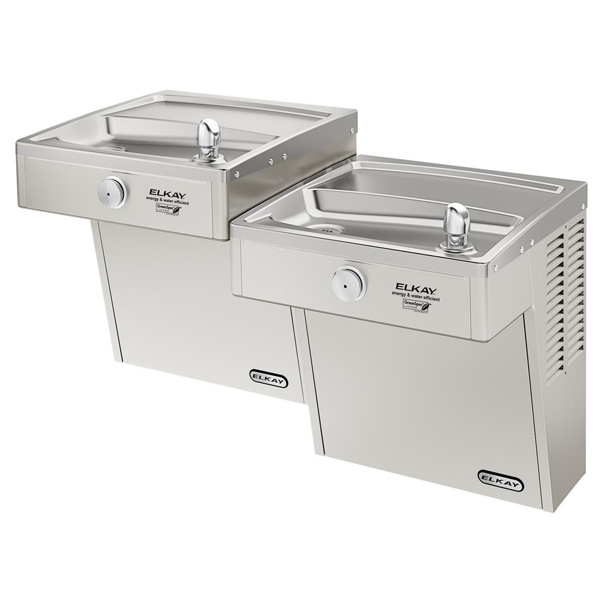 Elkay Cooler Wall Mount Bi-Level GreenSpec ADA, Vandal-Resistant Non-Filtered Refrigerated Stainless VRCGRNTL8C