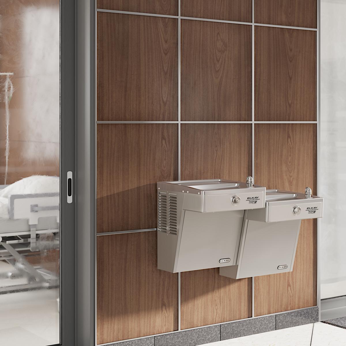 Elkay Cooler Wall Mount Bi-Level GreenSpec ADA, Vandal-Resistant Non-Filtered Refrigerated Stainless VRCGRNTL8C