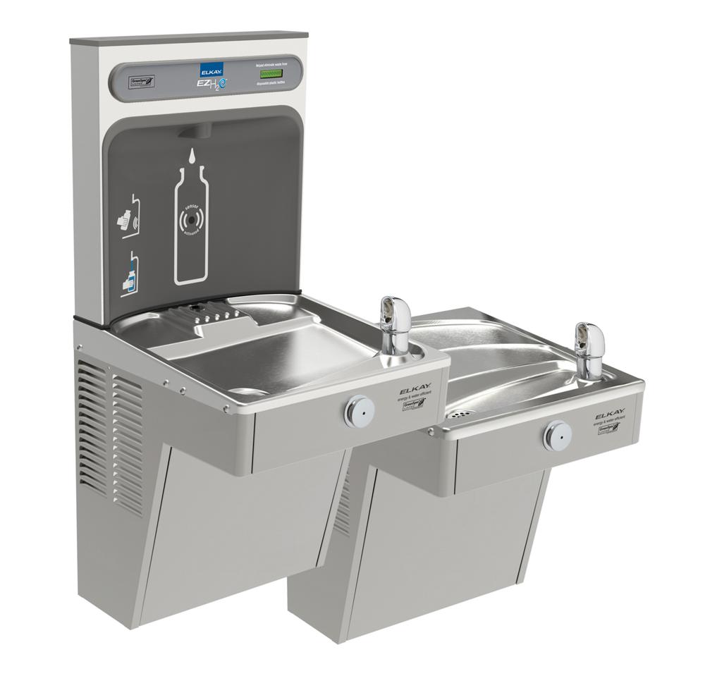Elkay ezH2O Bottle Filling Station & Bi-Level High Efficiency Vandal- Resistant Cooler, Non-Filtered VRCGRNTL8WSK