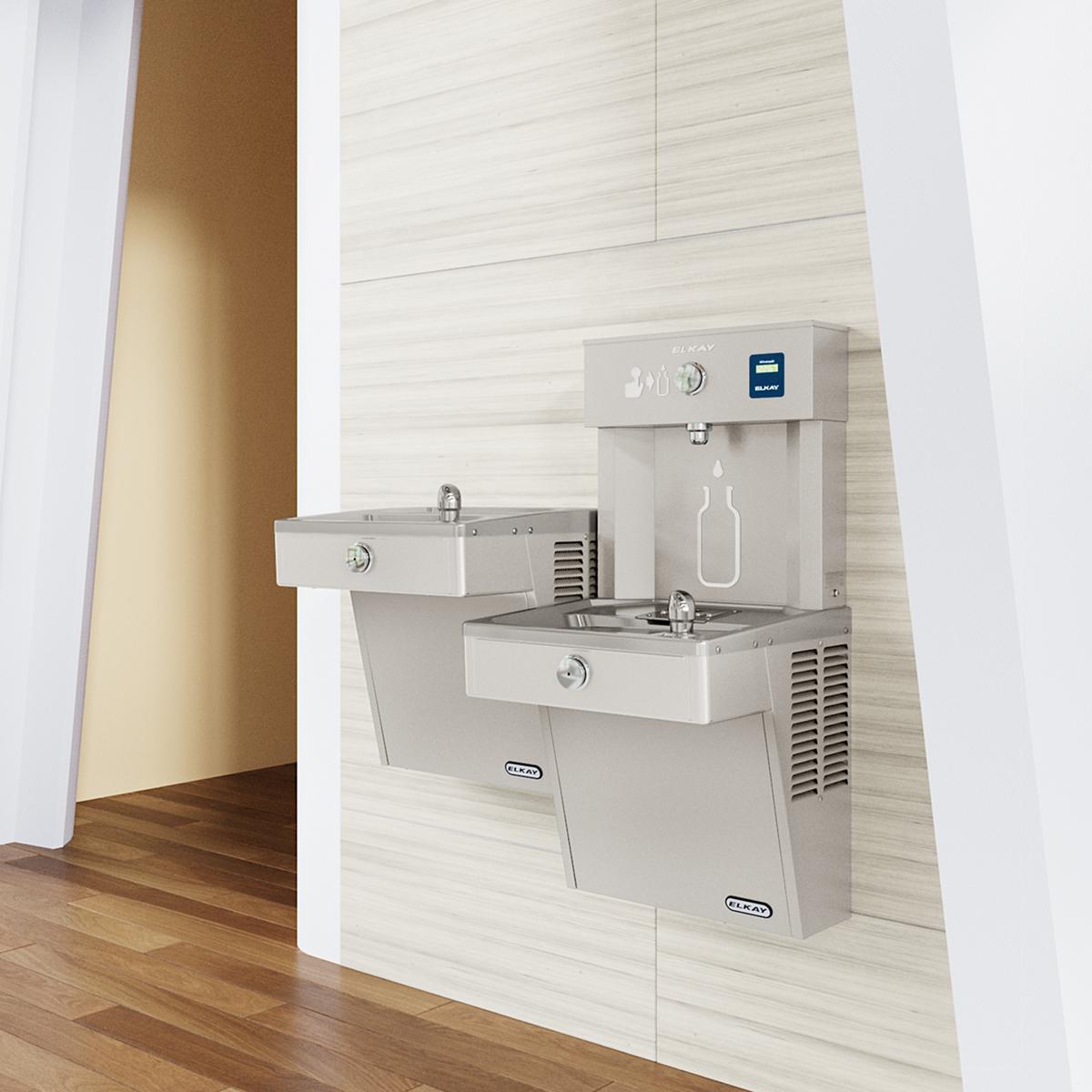 Elkay ezH2O Vandal-Resistant Bottle Filling Station & Bi-Level Cooler, Non-Filtered, 8.0 GPH, Stainless Steel VRCTL8WSK