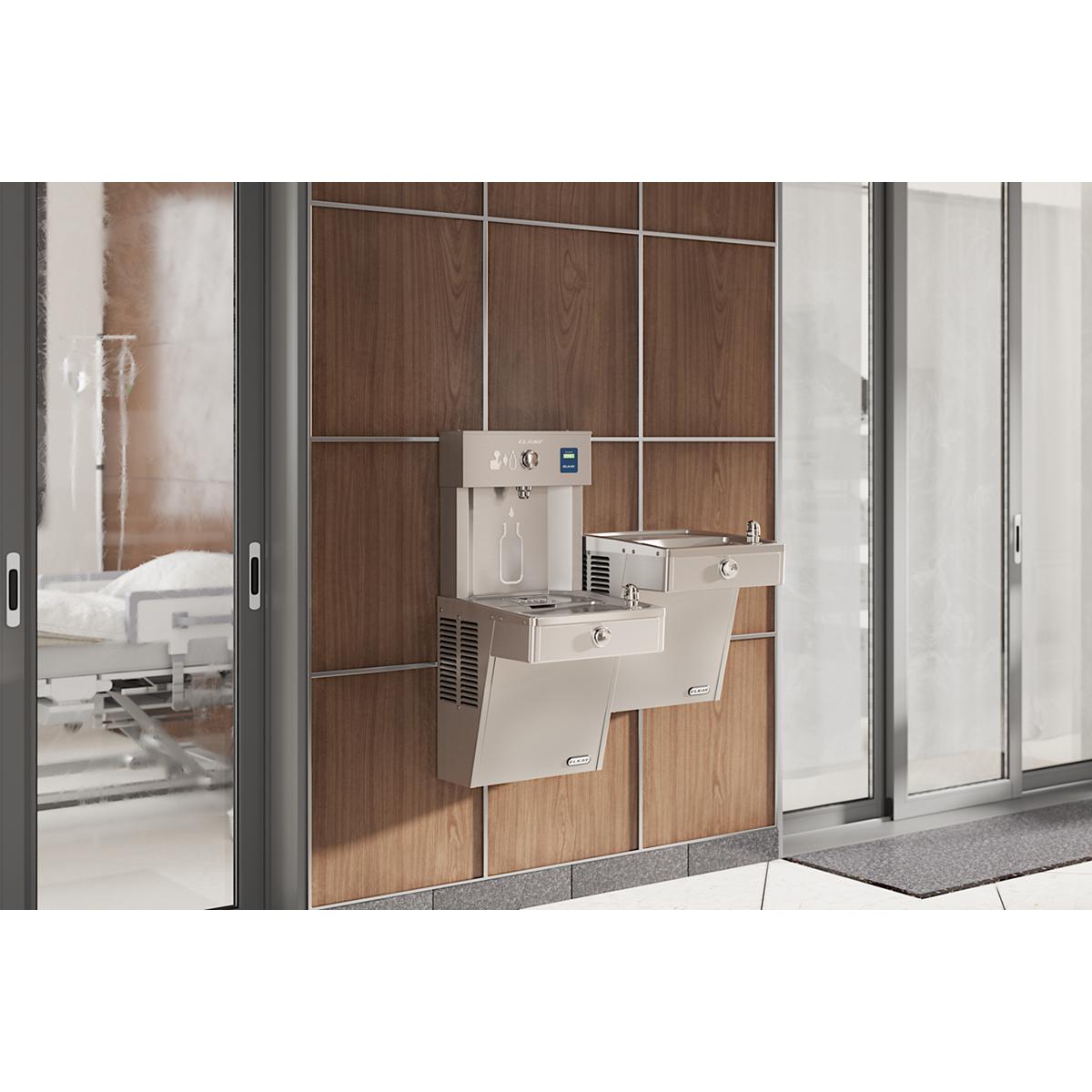 Elkay ezH2O Vandal-Resistant Bottle Filling Station, & Bi-Level Reverse Cooler, Non-Filtered Non-Refrigerated Stainless VRCTLRDDWSK