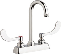 Chicago Faucets W4D-GN1AE1-317ABCP Lead-Free Deck-mounted manual faucet with 4" centers