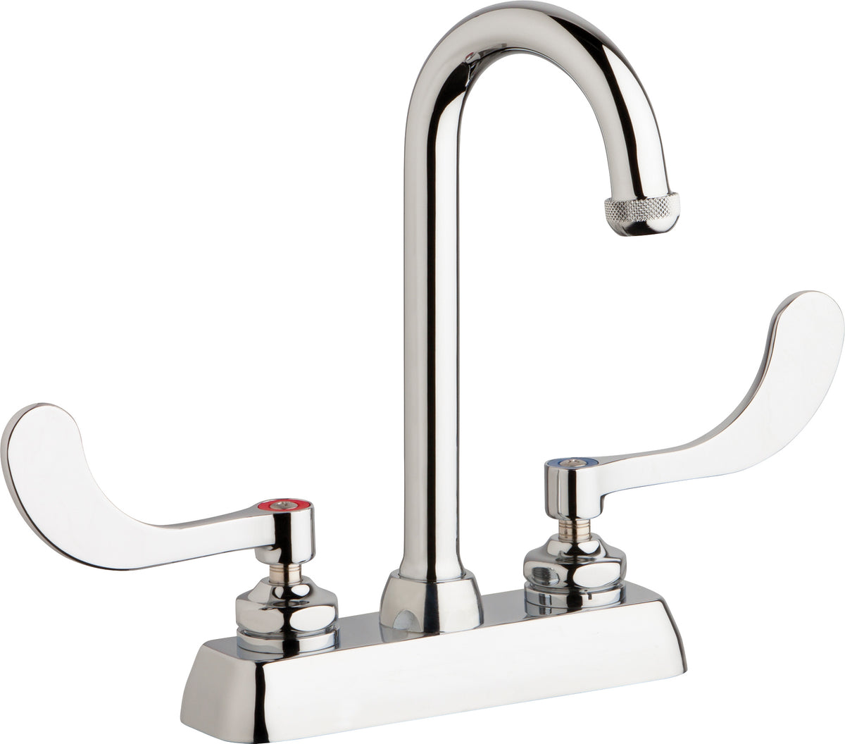 Chicago Faucets W4D-GN1AE1-317ABCP Lead-Free Deck-mounted manual faucet with 4" centers