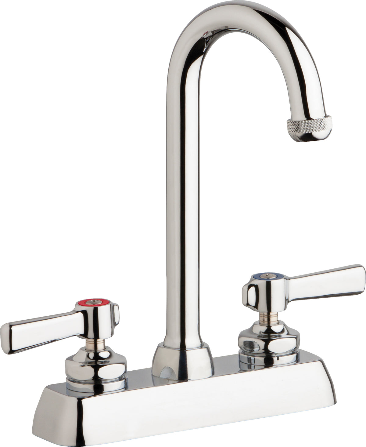 Chicago Faucets W4D-GN1AE1-369ABCP Lead-Free Deck-mounted manual faucet with 4" centers