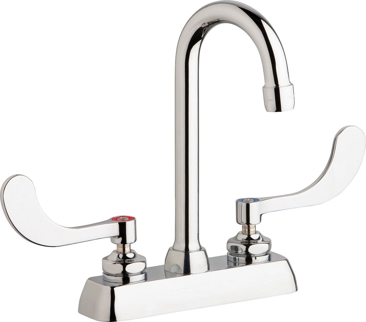 Chicago Faucets W4D-GN1AE35-317AB Lead-Free Deck-mounted manual faucet with 4" centers