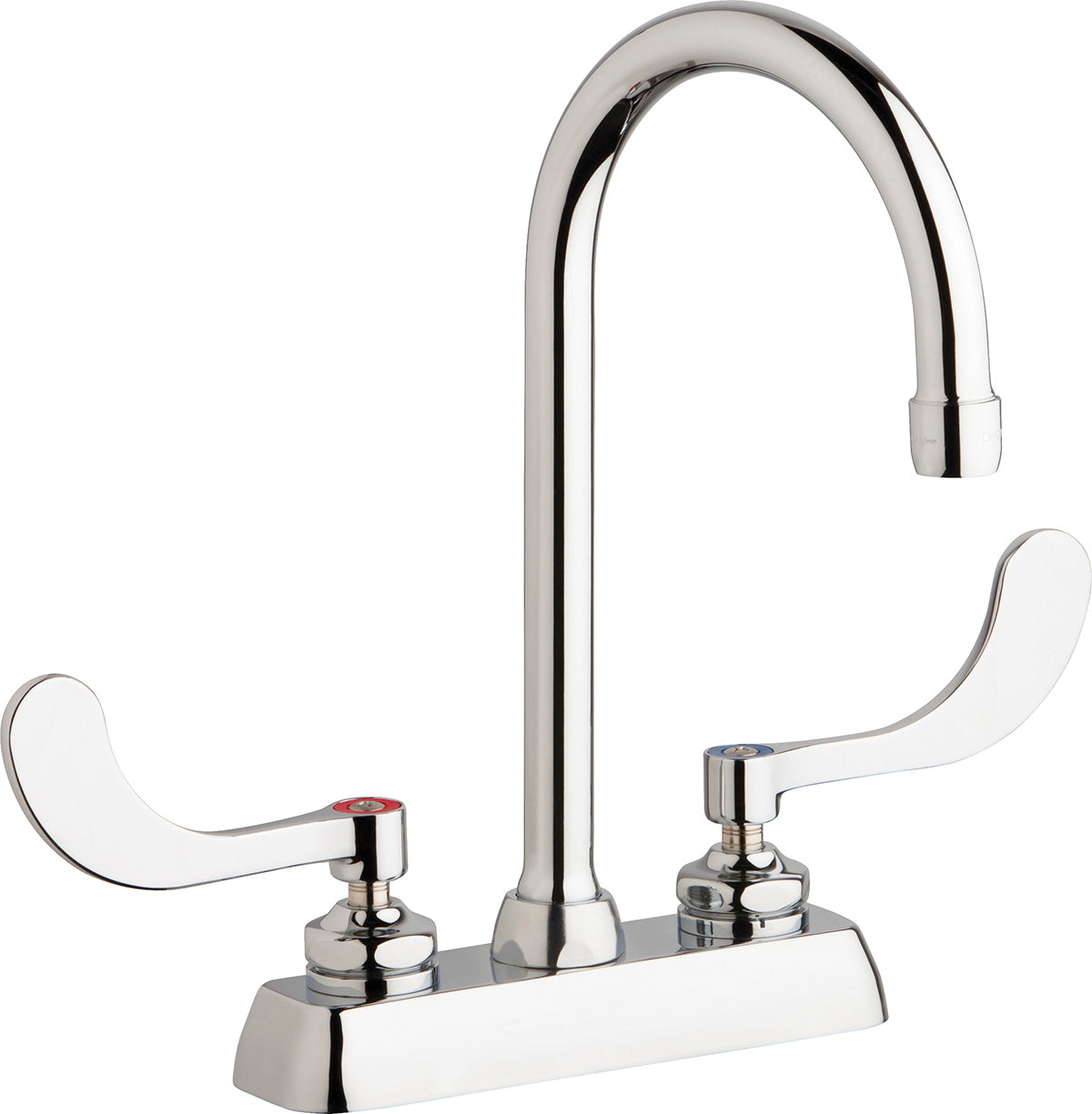 Chicago Faucets W4D-GN2AE35-317AB Lead-Free Deck-mounted manual faucet with 4" centers