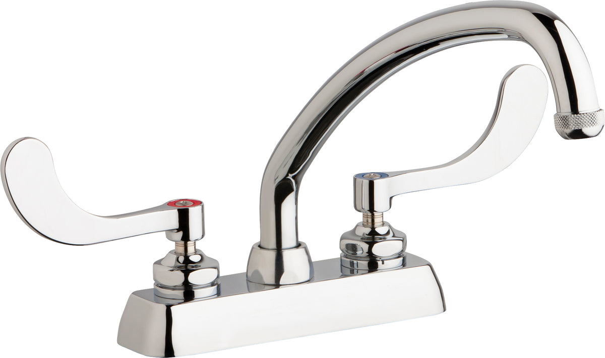 Chicago Faucets W4D-L9E1-317ABCP Lead-Free Deck-mounted manual faucet with 4" centers