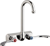 Chicago Faucets W4W-GN1AE1-317ABCP Lead-Free Wall-mounted manual faucet with 4" centers