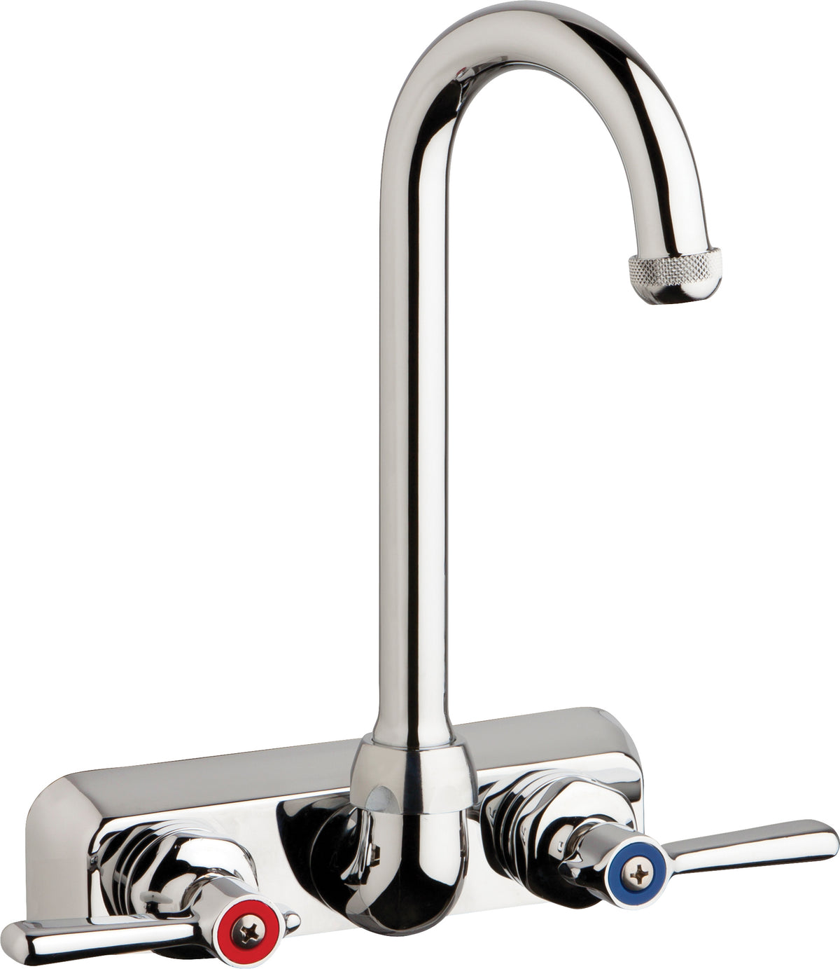 Chicago Faucets W4W-GN1AE1-369ABCP Lead-Free Wall-mounted manual faucet with 4" centers
