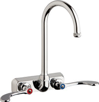 Chicago Faucets W4W-GN2AE1-317ABCP Lead-Free Wall-mounted manual faucet with 4" centers