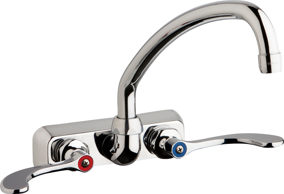 Chicago Faucets W4W-L9E35-317ABCP Lead-Free Wall-mounted manual faucet with 4" centers