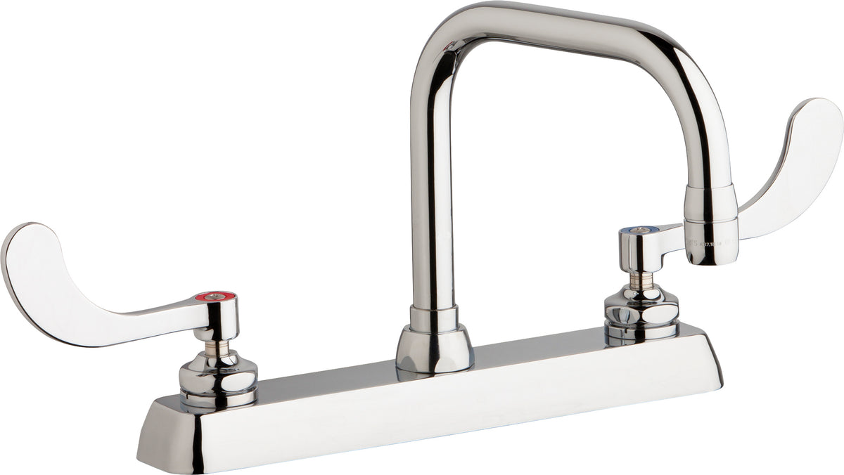 Chicago Faucets W8D-DB6AE35-317AB Lead-Free Deck-mounted manual faucet with 8" centers