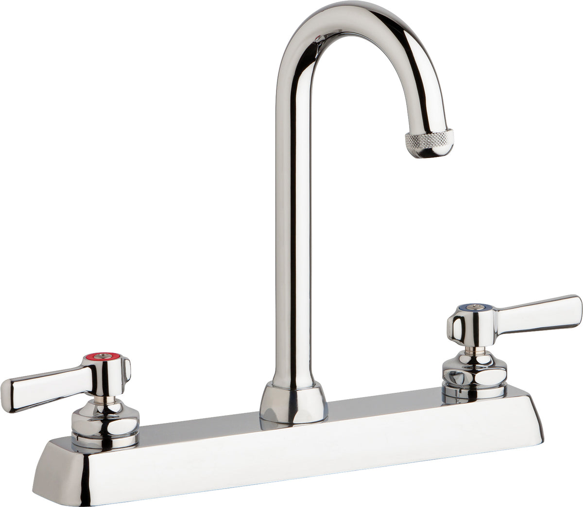 Chicago Faucets W8D-GN1AE1-369ABCP Lead-Free Deck-mounted manual faucet with 8" centers