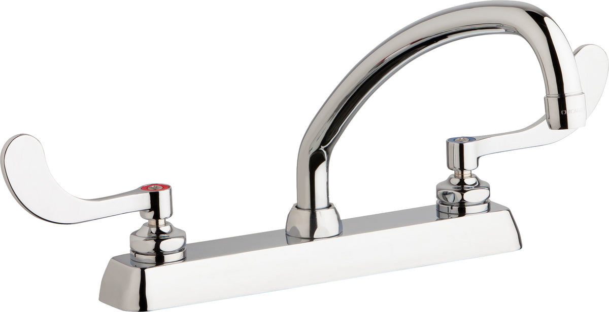 Chicago Faucets W8D-L9E35-317ABCP Lead-Free Deck-mounted manual faucet with 8" centers