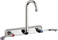 Chicago Faucets W8W-GN1AE1-317ABCP Lead-Free Wall-mounted manual faucet with 8" centers