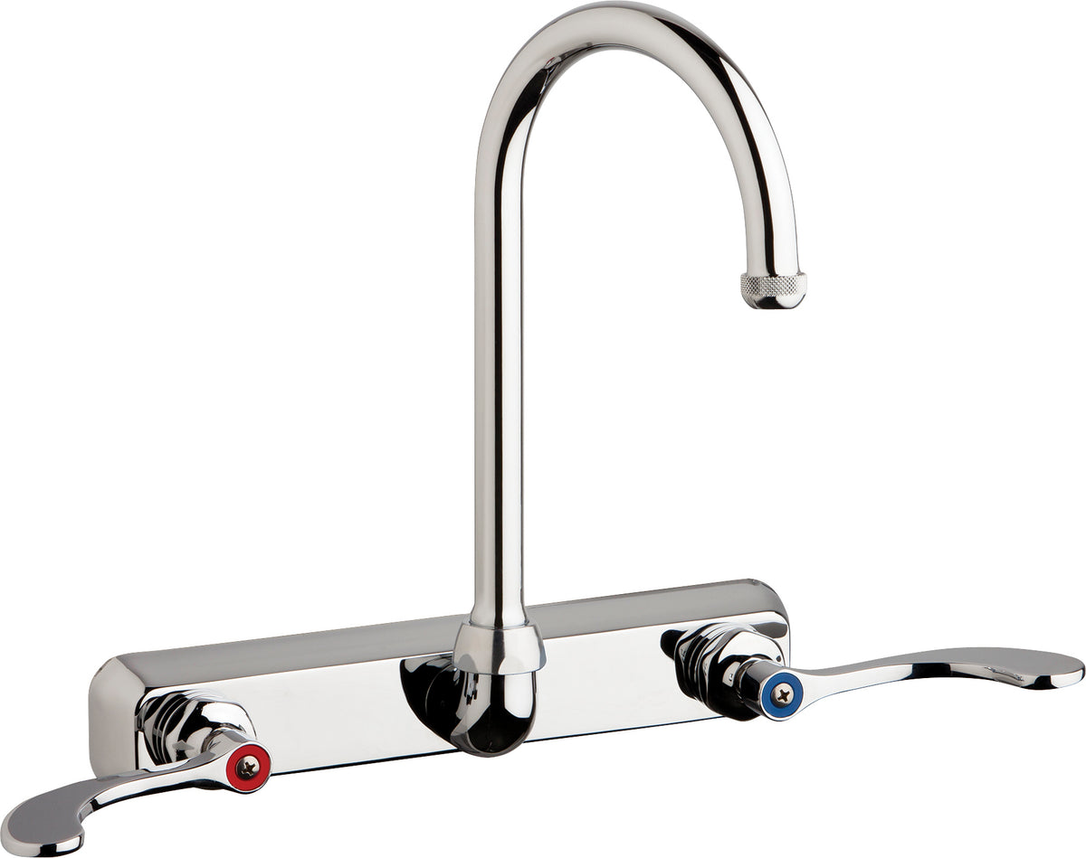 Chicago Faucets W8W-GN2AE1-317ABCP Lead-Free Wall-mounted manual faucet with 8" centers