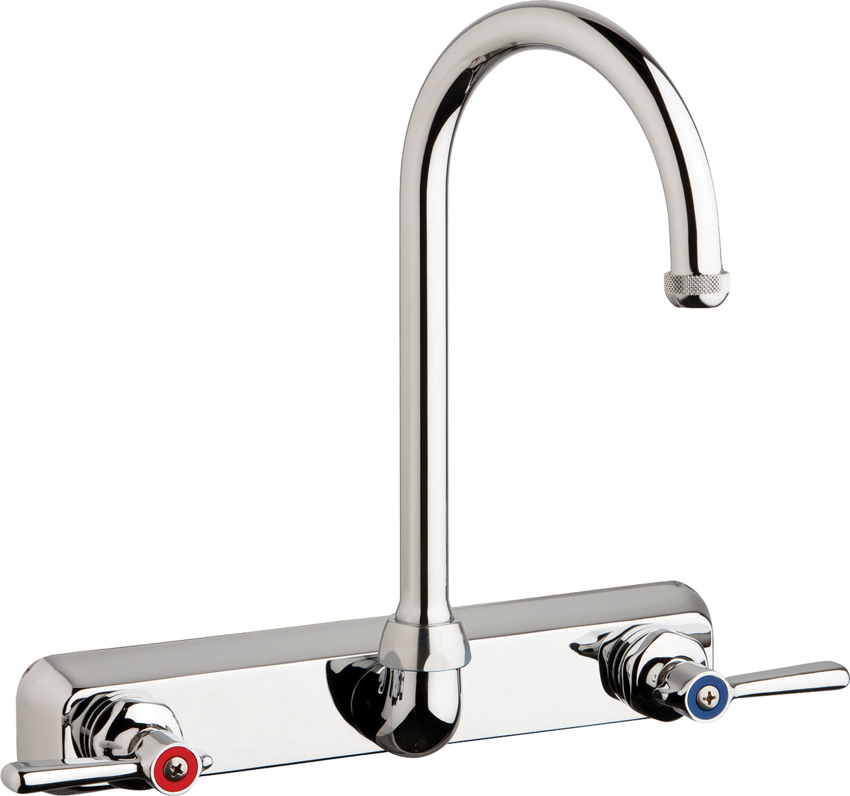 Chicago Faucets W8W-GN2AE1-369ABCP Lead-Free Wall-mounted manual faucet with 8" centers