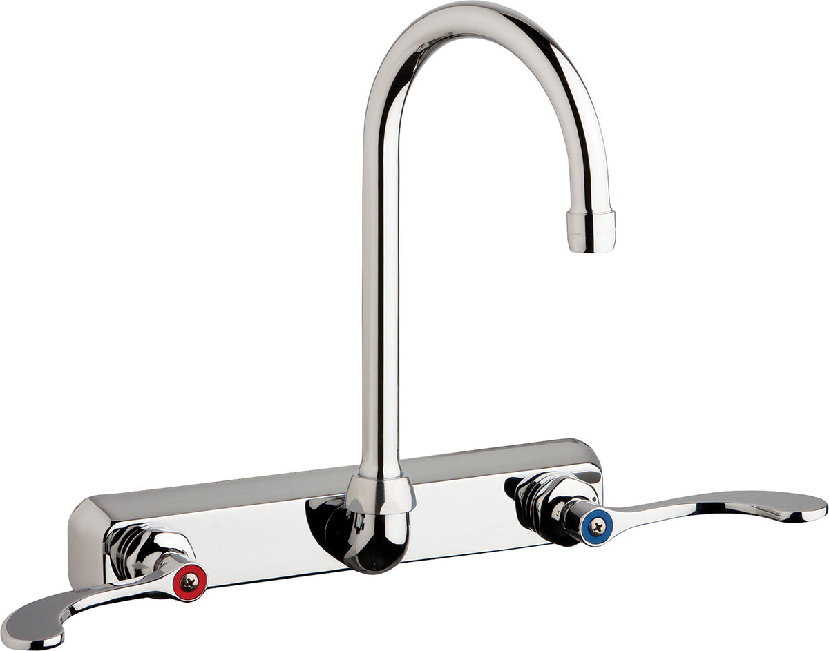 Chicago Faucets W8W-GN2AE35-317AB Lead-Free Wall-mounted manual faucet with 8" centers