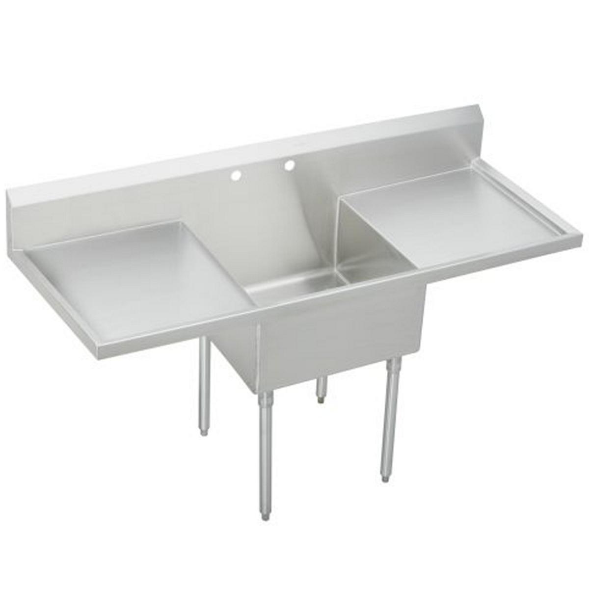 Elkay Weldbilt Stainless Steel 78" x 27-1/2" x 14" Floor Mount, Single Compartment Scullery Sink with Drainboard WNSF8130LR2