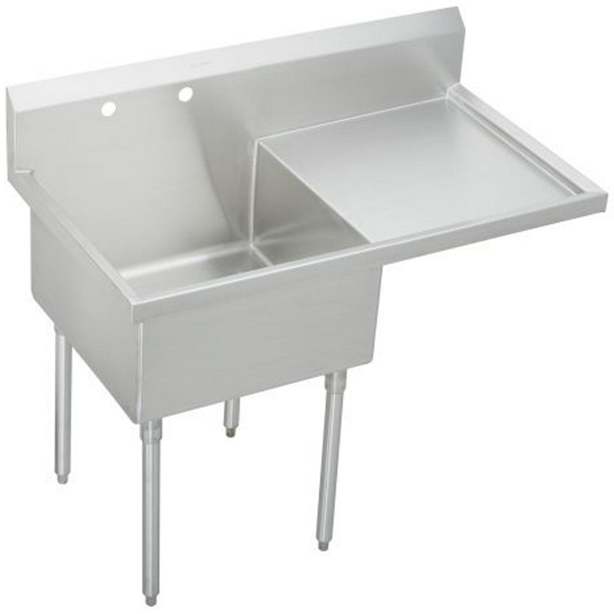 Elkay Weldbilt Stainless Steel 55-1/2" x 27-1/2" x 14" Floor Mount, Single Compartment Scullery Sink with Drainboard WNSF8130R2