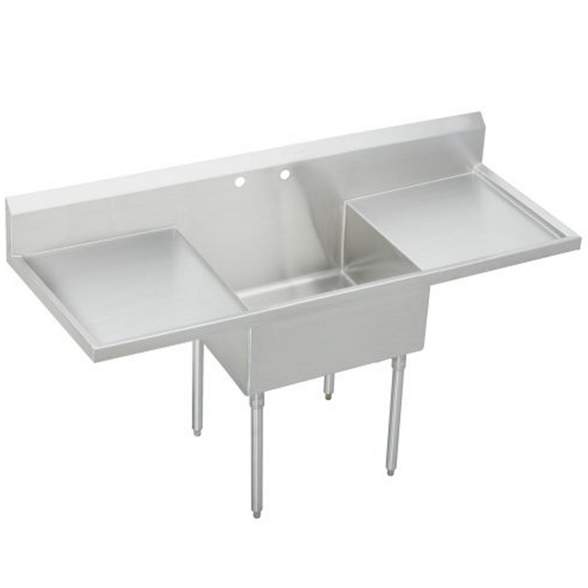 Elkay Weldbilt Stainless Steel 84" x 27-1/2" x 14" Floor Mount, Single Compartment Scullery Sink with Drainboard WNSF8136LR2