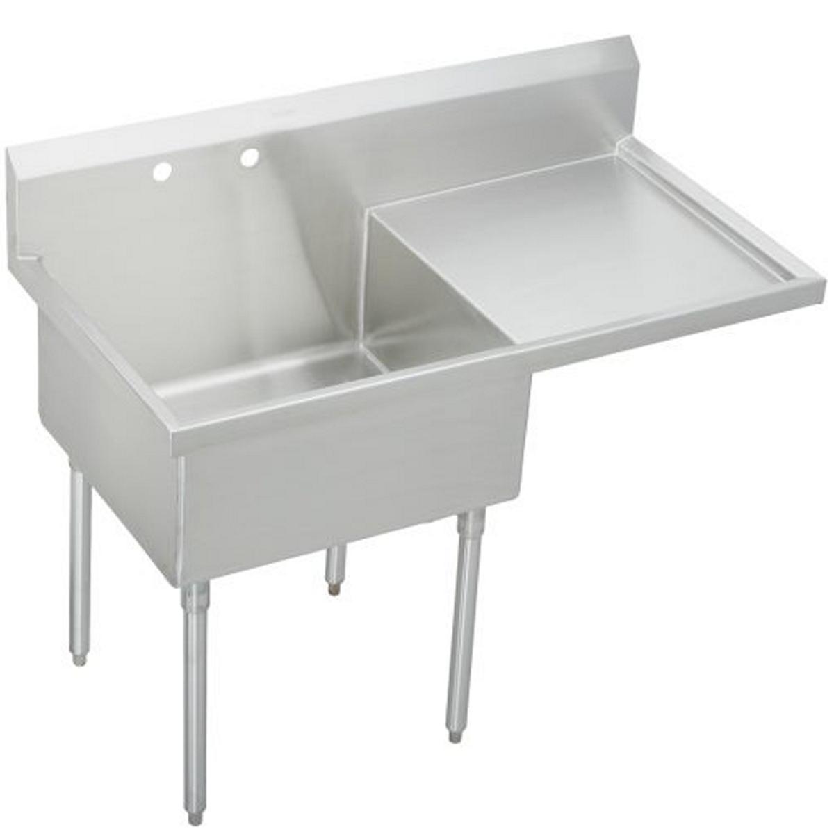Elkay Weldbilt Stainless Steel 61-1/2" x 27-1/2" x 14" Floor Mount, Single Compartment Scullery Sink with Drainboard WNSF8136R2