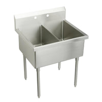 Elkay Weldbilt Stainless Steel 33" x 27-1/2" x 14" Floor Mount, Double Compartment Scullery Sink WNSF82302