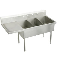 Elkay Weldbilt Stainless Steel 97-1/2" x 27-1/2" x 14" Floor Mount, Triple Compartment Scullery Sink WNSF8372L4