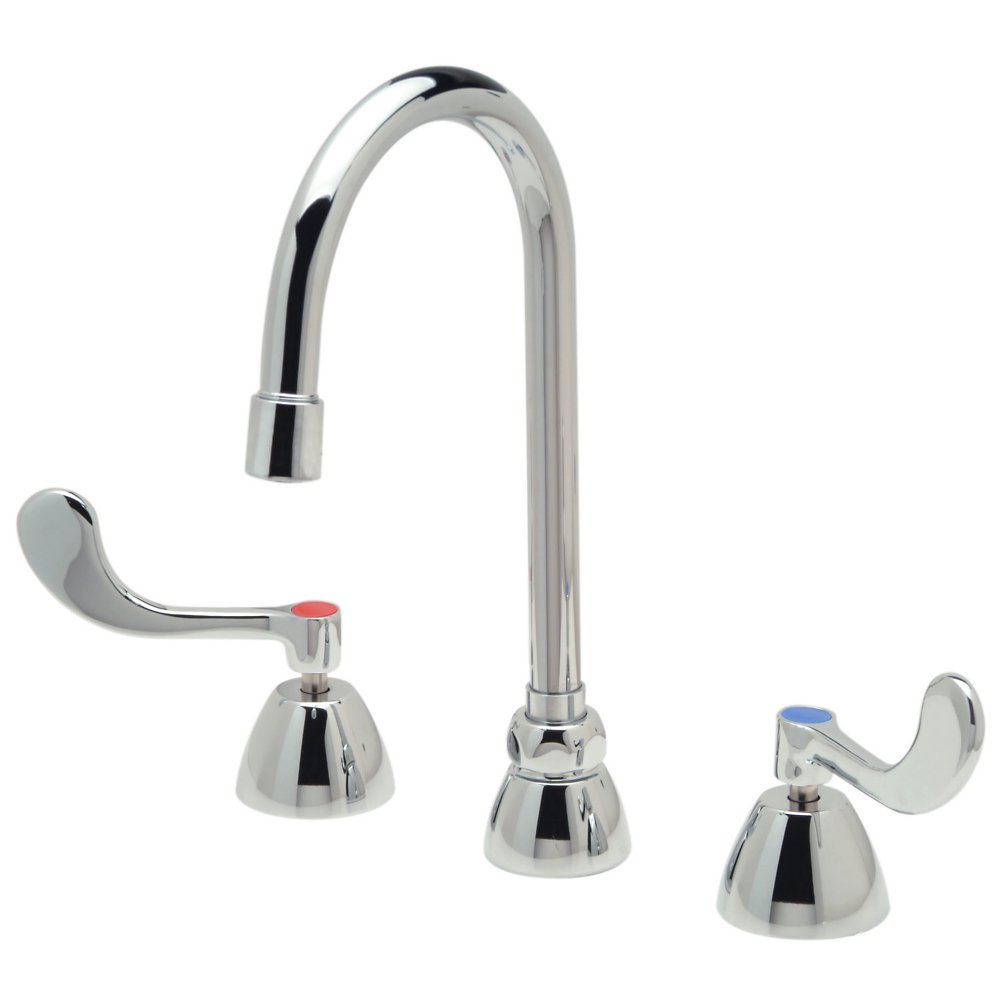 Zurn Z831B4-XL-18F Lead-Free AquaSpec® widespread faucet with 5-3/8" centerline gooseneck and 4" wrist blade handles