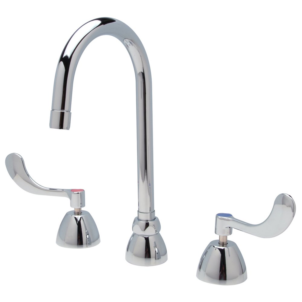 Zurn Z831B4-XL-18F Lead-Free AquaSpec® widespread faucet with 5-3/8" centerline gooseneck and 4" wrist blade handles