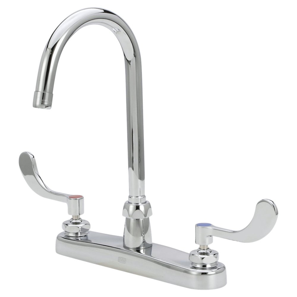 Zurn Z871B4-XL Lead-Free 8" Brass Deck Faucet with a 5-3/8" Centerline Rigid or Swing Gooseneck Spout and 4" Wrist Blade Handles