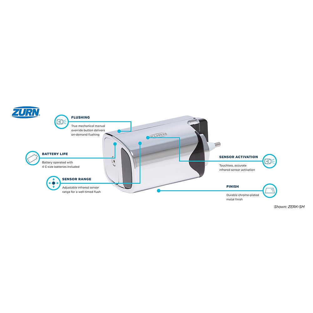 Zurn ZERK-SM E-Z Flush® Side-Mount Sensor Retrofit Kit w/ Mechanical Manual Override Button for Water Closet and Urinal Flush Valves