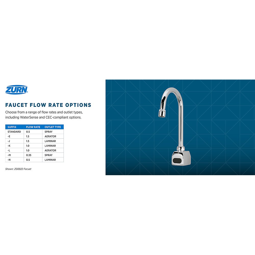 Zurn ZG6922 AquaSense® Wall Mount 5-3/8 in. Gooseneck Sensor Faucet With Gear-driven Ceramic Cartridge