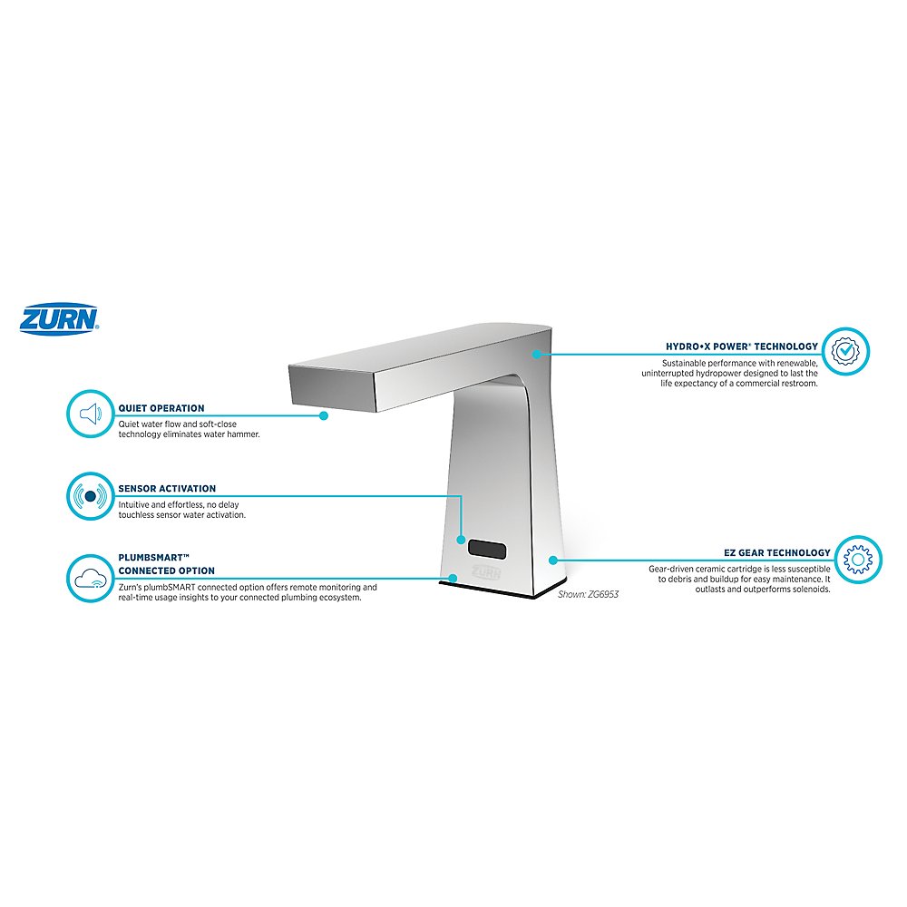 Zurn ZG6953 Camaya Series® Sensor Faucet with Gear-driven Ceramic Cartridge, Hydropower