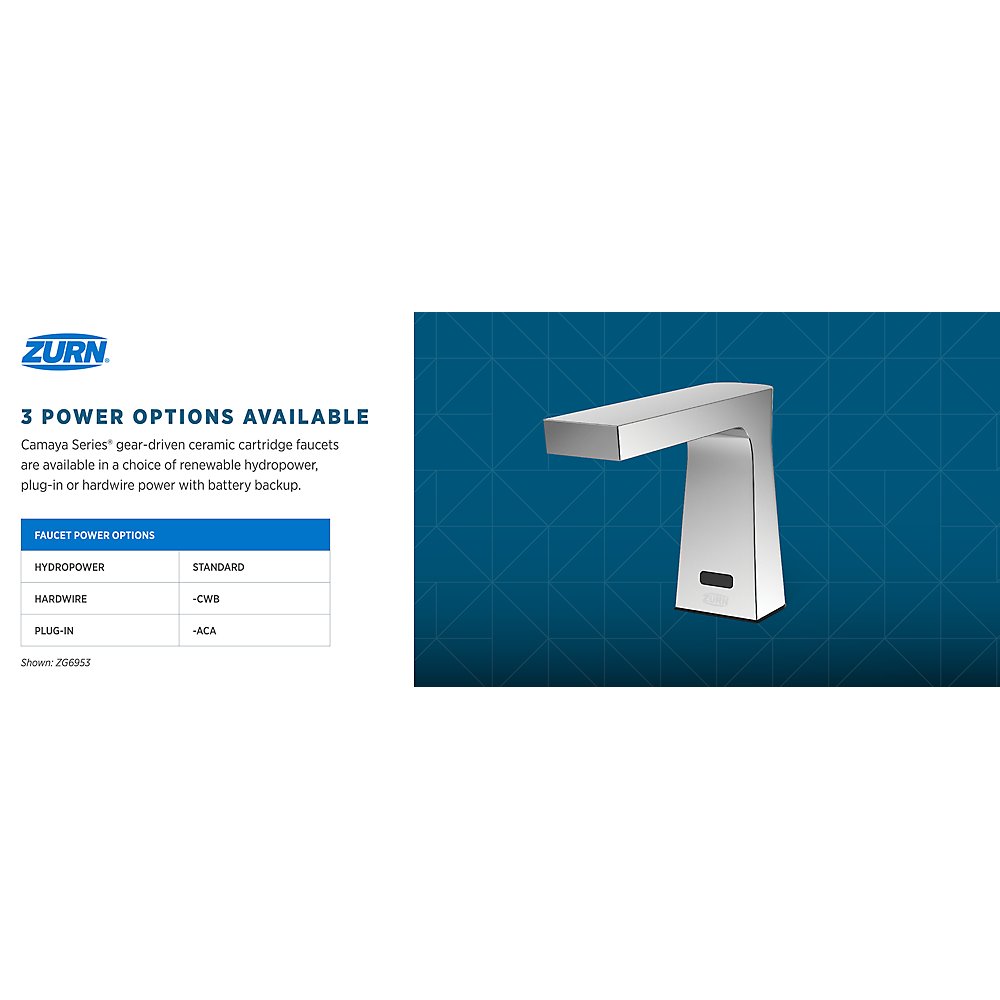 Zurn ZG6953 Camaya Series® Sensor Faucet with Gear-driven Ceramic Cartridge, Hydropower