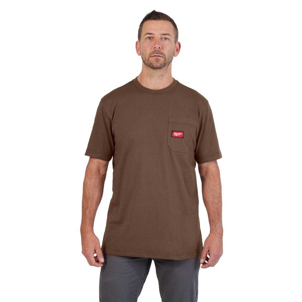 Milwaukee 605BR-3X GRIDIRON Pocket T-Shirt | Short Sleeve, Brown, 3X-Large