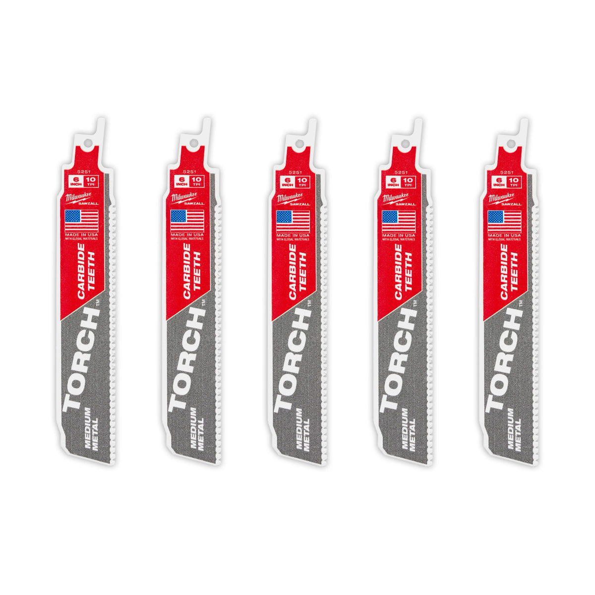 Milwaukee 48-00-5551 6" 10 TPI TORCH with Carbide Teeth SAWZALL Blade for Conduit and Strut (3 PK)