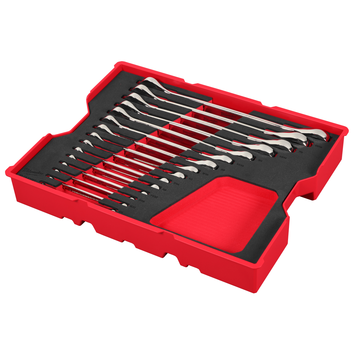 Milwaukee 48-22-0157 15pc. SAE Ratcheting Combination Wrench Set with Tray for PACKOUT Drawers