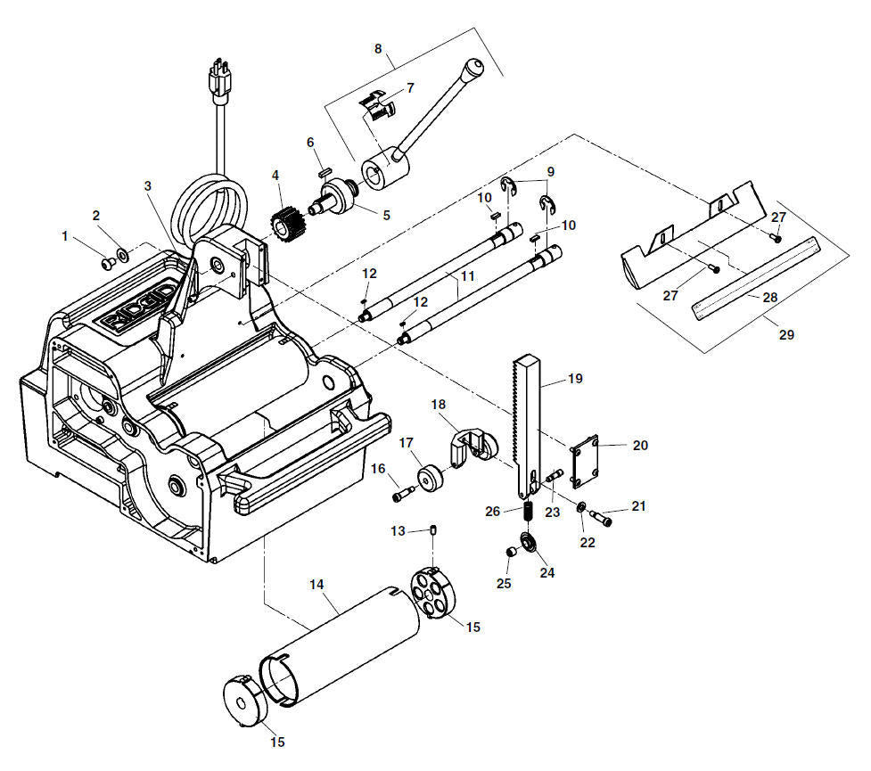 RIDGID 14208 Roller Shaft, for 122XL Copper Cutting and Prep Machine