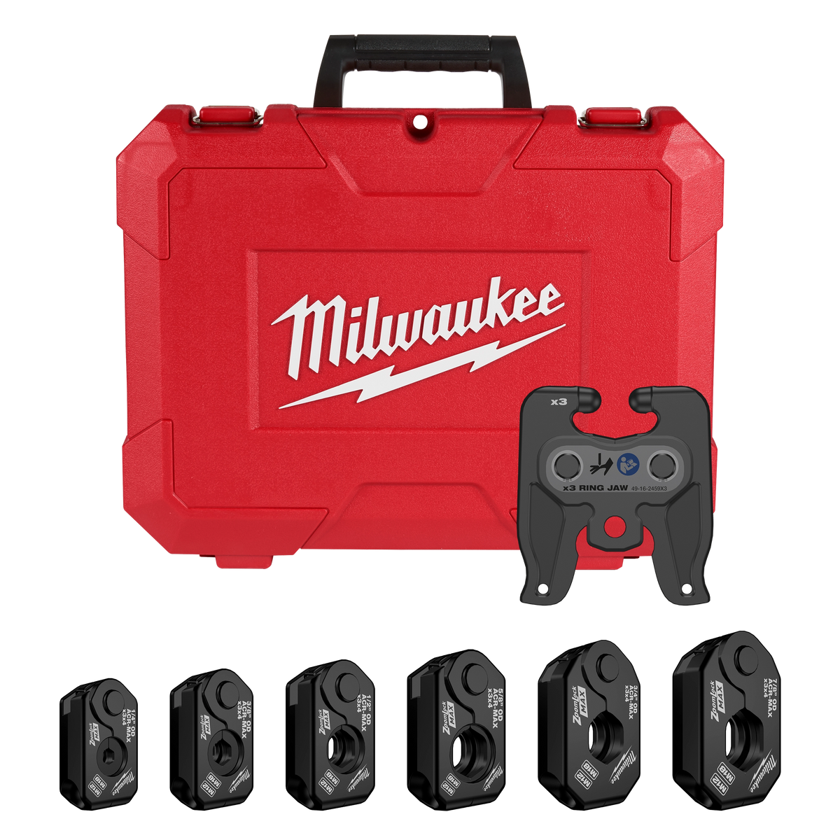 Milwaukee 49-16-2461ZX ¼” – 7/8” ZoomLock MAX & >B< MaxiPro Pivoting Press Ring Kit for M12 FORCE LOGIC Press Tool