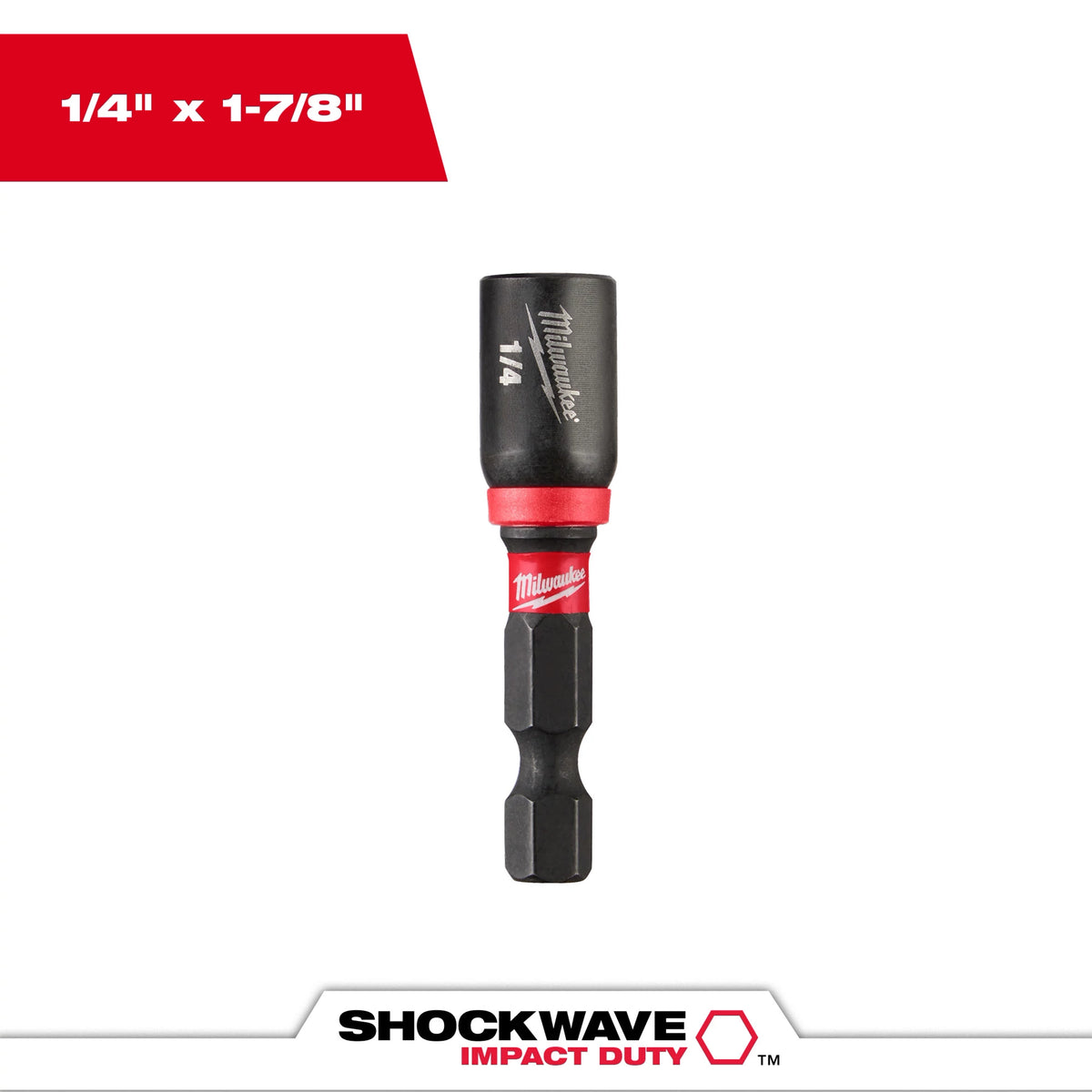 Milwaukee 49-66-4702 SHOCKWAVE Impact Duty 1/4” x 1-7/8” Magnetic Nut Driver Bulk 10