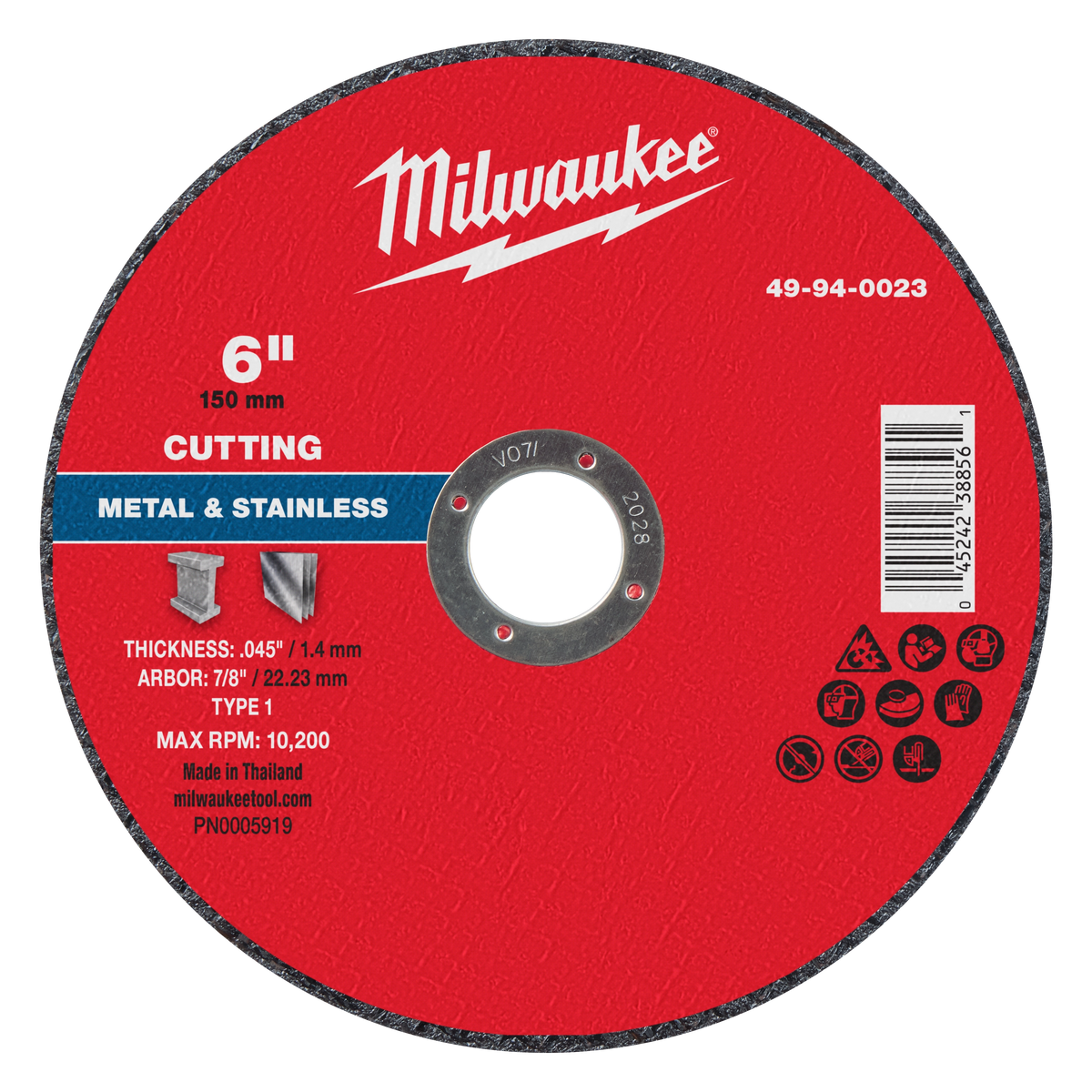Milwaukee 49-94-0023 6" x .045" x 7/8" Metal Cut Off Wheel -Type 1 (Pack of 25)